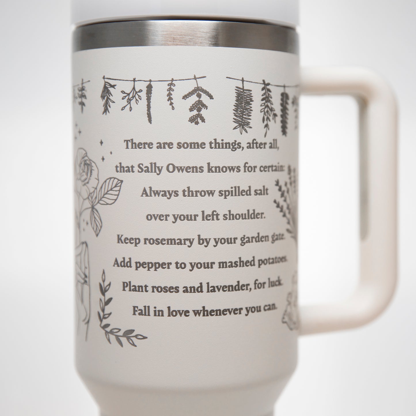 a white coffee mug with a poem on it