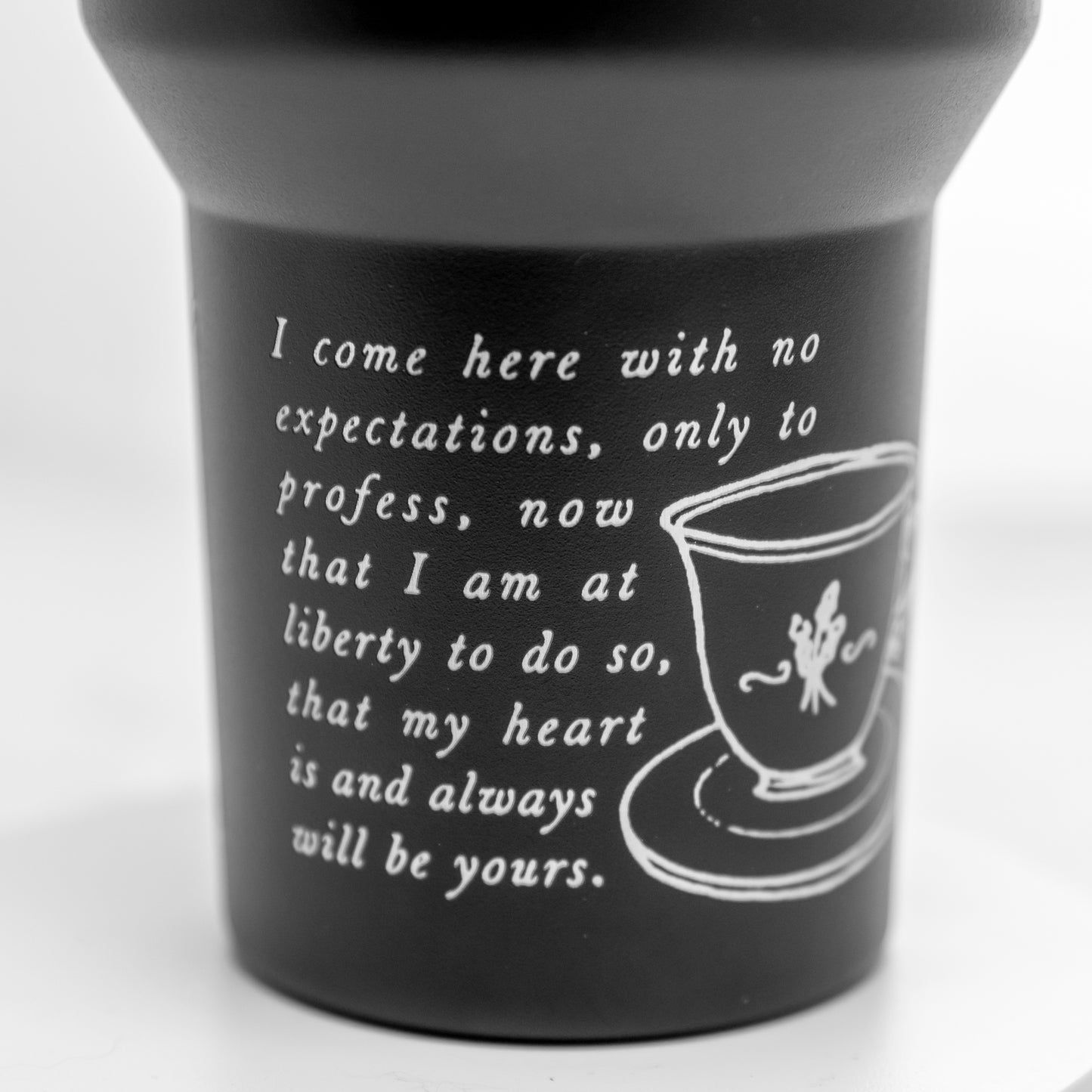 a coffee cup with a poem written on it