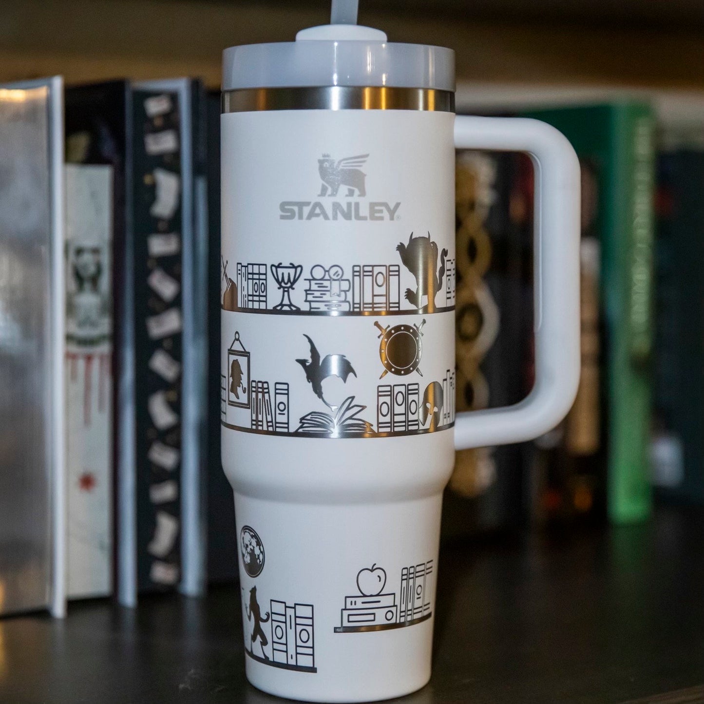 Fantasy Bookshelves Laser-Engraved Stanley Tumbler