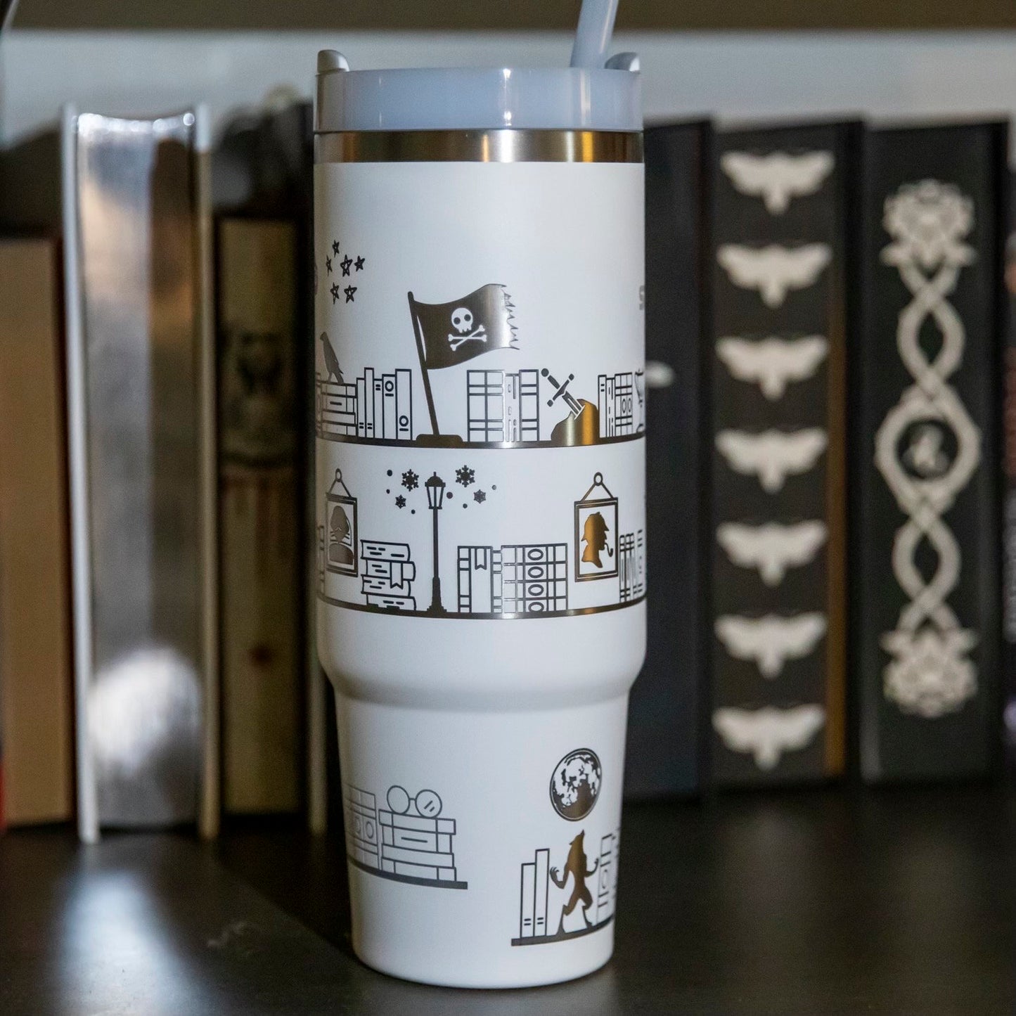 Fantasy Bookshelves Laser-Engraved Stanley Tumbler