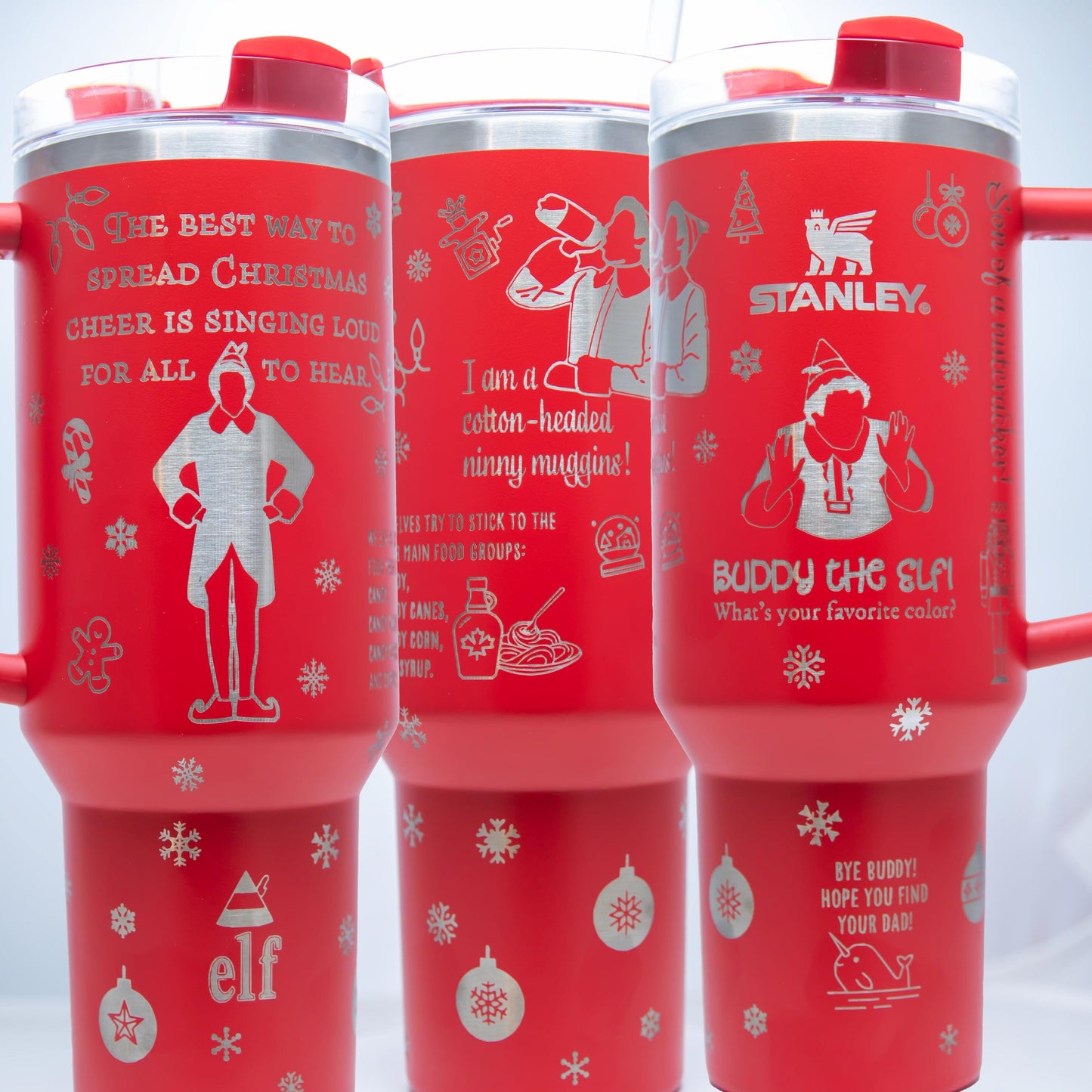 Elf Buddy Movie Holiday Classic: Stanley or Yeti Engraved Christmas and Holiday Cups